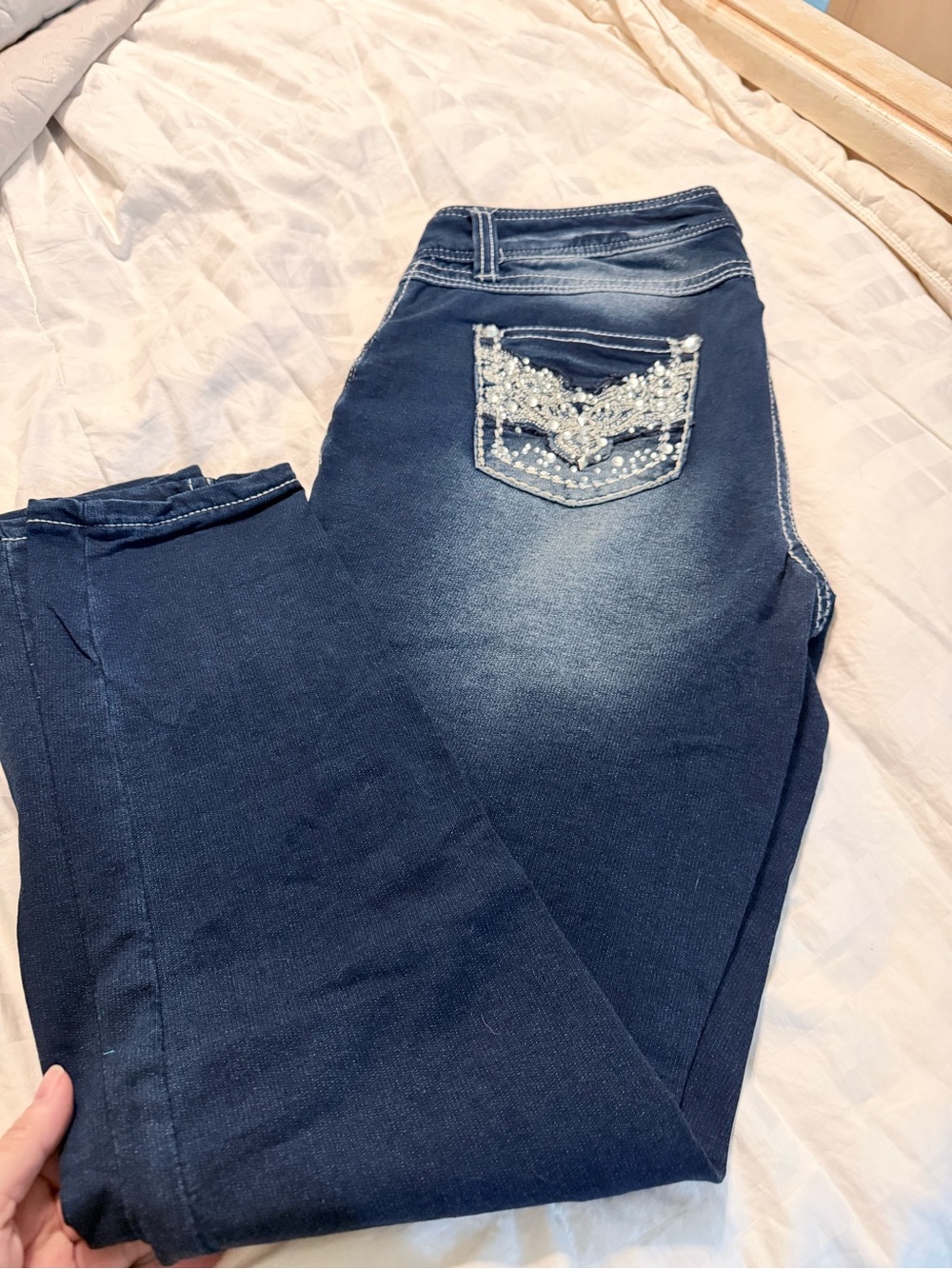 Wallflower Dark Blue Jeggings with Beaded Back Pocket